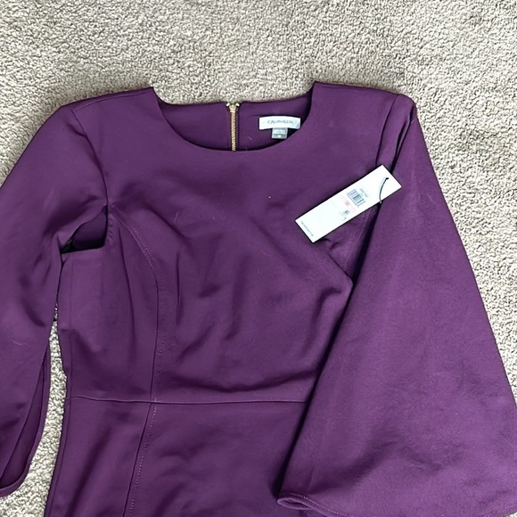 Calvin Klein plum career dress with flutter sleeves - Picture 5 of 6